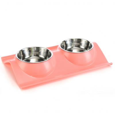 Double  Premium Stainless Steel Pet Bowls No-Spill Resin Station Food Water Feeder Cats Small Dogs Pet Bowl