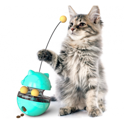 Tumbler cat wheel toy leaking food ball to amuse the cat stick cat toy